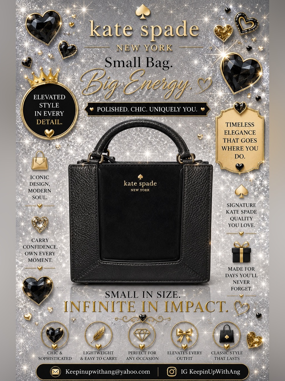 Kate Spade Black Mini Box Tote Bag